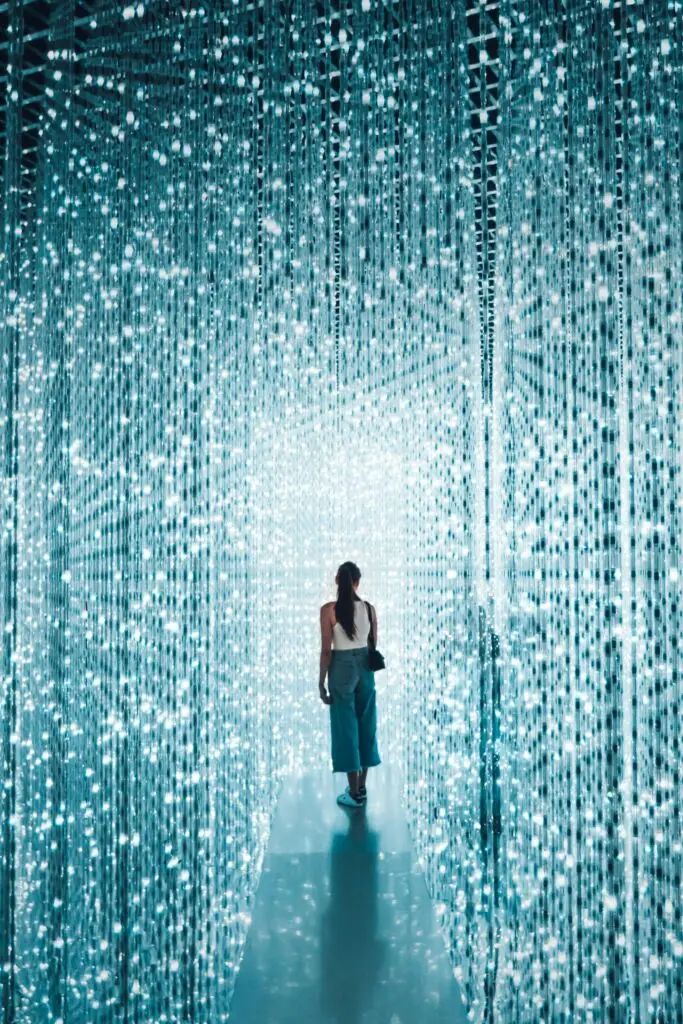 woman surrounded by crystal energy